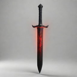 A captivating sword with a dark black blade highlighted by an aura of fierce red lightning.