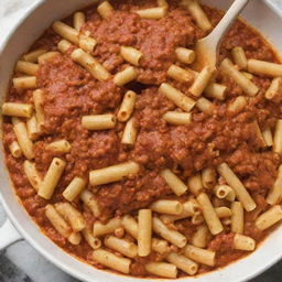 Overwhelm the previous image of macaroni with an extreme portion of luscious, thick sauce, almost exaggerating its presence