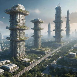 Portray a high-concept science fiction view of India in the year 30240, visualizing ultra-futuristic cities with innovative structures, sentient AI entities, teleportation stations, and harmonious blend of nature and technology.