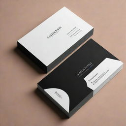 Design a sophisticated personal business card with a sleek, minimalist design. The card should contain a logo on one side and contact details on the other. Colors scheme to be black and white.