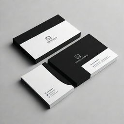 Design a sophisticated personal business card with a sleek, minimalist design. The card should contain a logo on one side and contact details on the other. Colors scheme to be black and white.