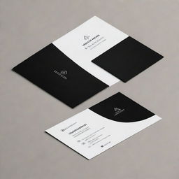 Design a sophisticated personal business card with a sleek, minimalist design. The card should contain a logo on one side and contact details on the other. Colors scheme to be black and white.