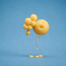 Change the previous image to represent an original and bizarre scene where the hydrogen in a water molecule is replaced with macaroni