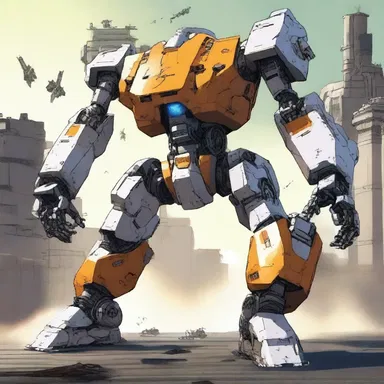 The mecha pilot activated the fuel pod to power up the giant robot.