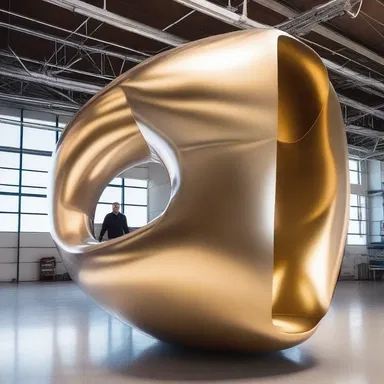 The artist created a stunning sculpture inspired by the concept of a fuel pod on an airplane.