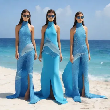 The fashion designer incorporated an image of a pod of dolphins into their latest collection, creating a breathtaking ensemble.