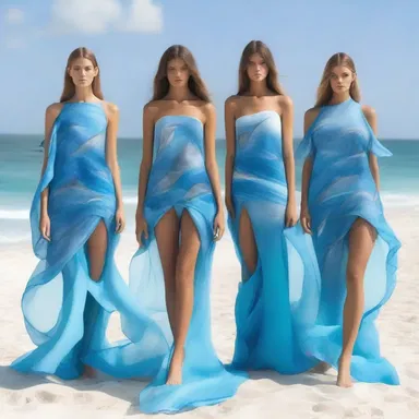 The fashion designer incorporated an image of a pod of dolphins into their latest collection, creating a breathtaking ensemble.