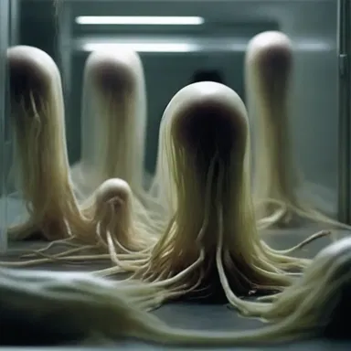 The horror movie portrayed a terrifying scene where pods began to sprout and take over people's bodies.