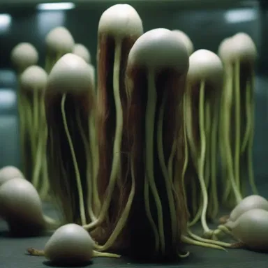 The horror movie portrayed a terrifying scene where pods began to sprout and take over people's bodies.