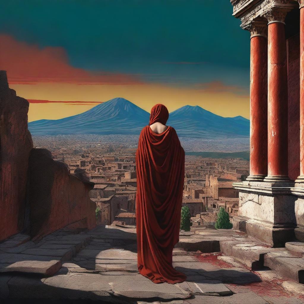 A captivating digital art piece depicts the northern mountainside of Pompeii, where the wife of Prophet Luth stands petrified into stone