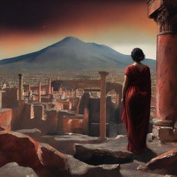 A captivating digital art piece depicts the northern mountainside of Pompeii, where the wife of Prophet Luth stands petrified into stone