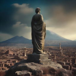 A high-resolution digital art piece captures the scene where the wife of Prophet Luth stands transformed into a statue on a mountain north of the city of Pompeii