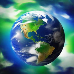 A digital art depicting planet Earth in vibrant colors