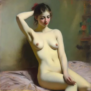 The painting depicted a coquette in a seductive pose, captivating the viewers with her charms.