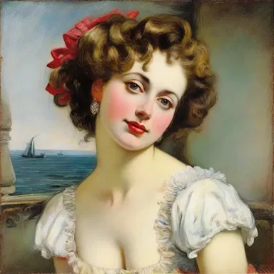 The painter captured the coquettish expression on the subject's face, capturing the essence of coquetry.