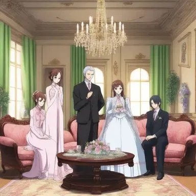 In the anime series, the protagonist's parents have a grand withdrawing room where they host elegant parties.