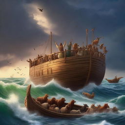 A high-quality digital art piece depicting the story of Prophet Noah