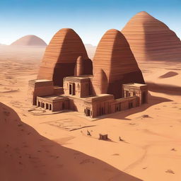 A high-quality digital art image depicting the ancient city of Madain Saleh