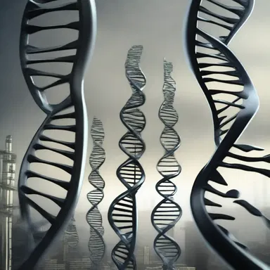 In the science fiction novel, scientists manipulate DNA to create a dystopian future where cacogenics leads to the decay of society.