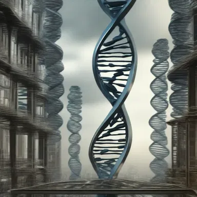 In the science fiction novel, scientists manipulate DNA to create a dystopian future where cacogenics leads to the decay of society.