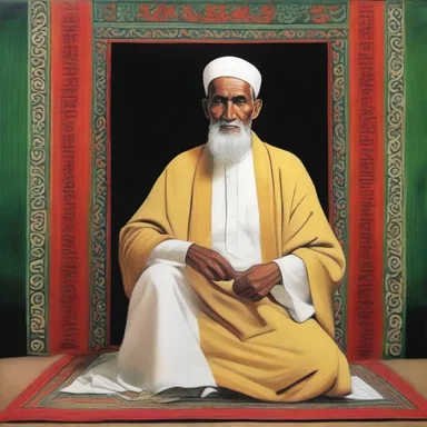 The painting depicted a Muslim religious elder wearing a kalansuwa, representing their esteemed position in society.