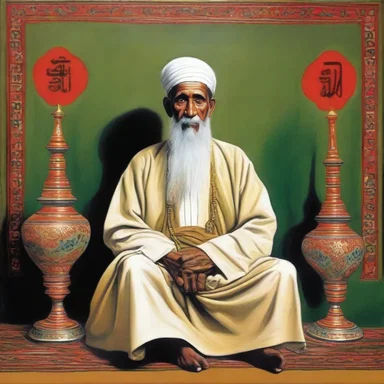The painting depicted a Muslim religious elder wearing a kalansuwa, representing their esteemed position in society.