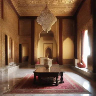 The luxurious Islamic-style palace had a display of kalansuwas that added an authentic touch to the decor.