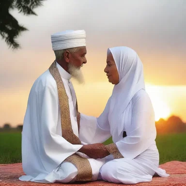 As the sun set, the Muslim religious elder gently removed his kalansuwa and revealed his face to his beloved, symbolizing his vulnerability and love for her.