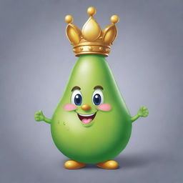 Create a regal and distinct 2D mascot for 'RoyalPear'. The mascot should mirror the channel's name and have elements of a pear designed in a royal, lavish style.