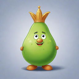 Create a regal and distinct 2D mascot for 'RoyalPear'. The mascot should mirror the channel's name and have elements of a pear designed in a royal, lavish style.