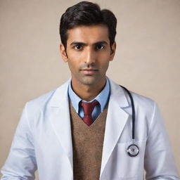 Revise the image to portray the doctor as an attractive Indian man, with distinct Indian features, still positioned at the moment of administering the IV injection