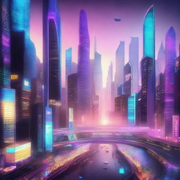 A high-quality digital art image showcasing a bustling and advanced city