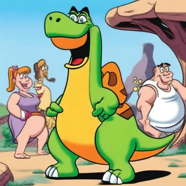 In the cartoon show 'The Flintstones,' the iconic dinosaur Dino acts as a conveyor of comedic moments and entertainment for the viewers.