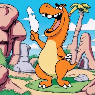 In the cartoon show 'The Flintstones,' the iconic dinosaur Dino acts as a conveyor of comedic moments and entertainment for the viewers.