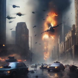 A high-quality digital art image depicting a sudden outbreak of a world war