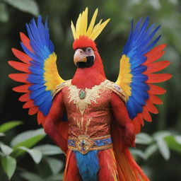 A majestic Enggang bird from Kalimantan dressed in vibrant superhero attire, capturing the essence of both its inherent tropical elegance and thrilling superpowers