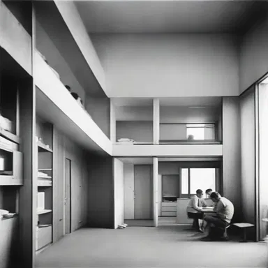 The modernist architect created a building that had an unfair distribution of space, with most of the rooms being cramped and small.