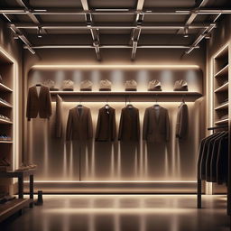 undefined - Create a design for one wall for clothing shop, which 20 feet wall. Add some unique style and mostly hanging system. It is for mens wear