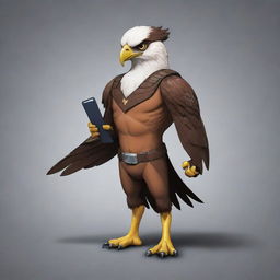 Design a 2D mascot, a sleek and sharp hawk named ReactHawk. Characterized by keen eyes, focused demeanor and a clipboard in its talons, it should symbolize precision and vigilance in reactions and tier lists, providing an insightful journey through ratings.