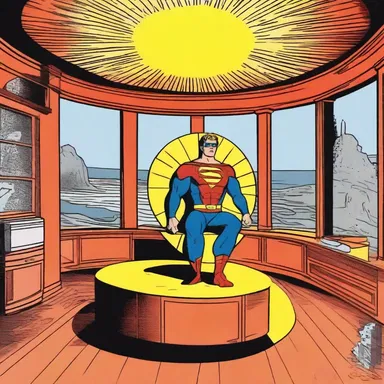 In the comic strip, the superhero built a secret sun parlor in his lair as a peaceful retreat to recharge his powers.