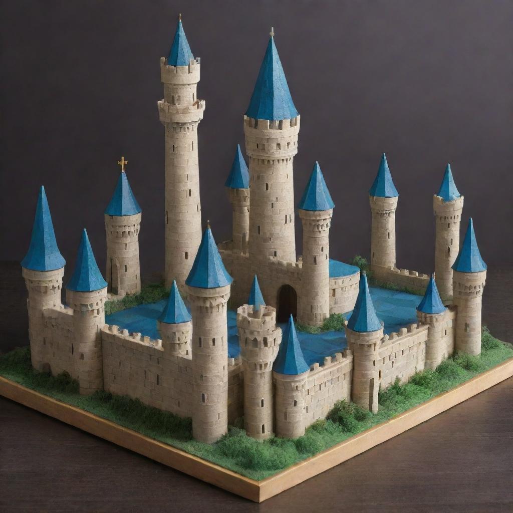 Create a detailed and vibrant kingdom with architecture modeled after chess pieces, incorporating elements like rooks as castles, bishops' spires as church towers, and knights as statues within the realm.