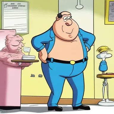 In the cartoon, the character's rump was often exaggerated for comedic effect.