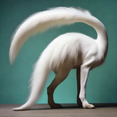 The mythical creature had a tail that extended from its rump, adding to its majestic appearance.