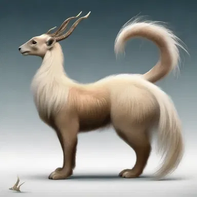 The mythical creature had a tail that extended from its rump, adding to its majestic appearance.