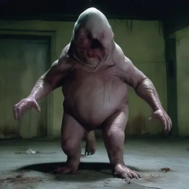 The horror movie revealed a terrifying creature with a grotesque rump.