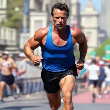 The author described the protagonist's muscular rump as he trained for the marathon.