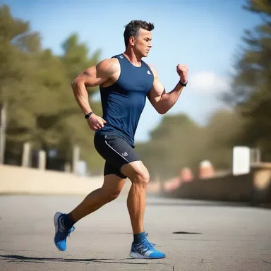 The author described the protagonist's muscular rump as he trained for the marathon.