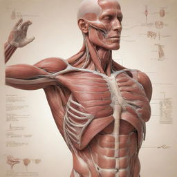 An educative illustration of human body parts showing intricate details, portraying the anatomy with utmost authenticity