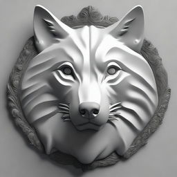 A compelling grayscale image of a wolf's head, portrayed in deep relief