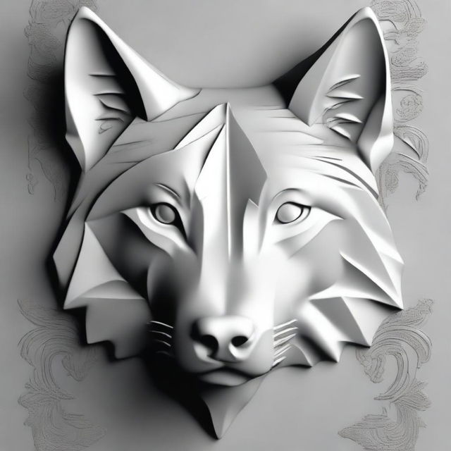 A compelling grayscale image of a wolf's head, portrayed in deep relief